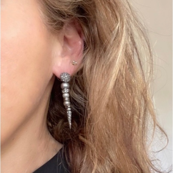 Alexis Bittar Spiked Pearl & Pavé Kinetic Earrings - Picture 3 of 4